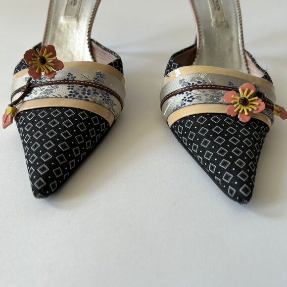 PRADA VINTAGE KIMONO EMBELLISHED MULES - Picture 9 of 13